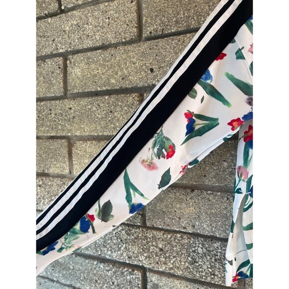 Adidas Womens Floral Print Track Jacket With Black Stripes & Full Zip Closure Si - Picture 5 of 8